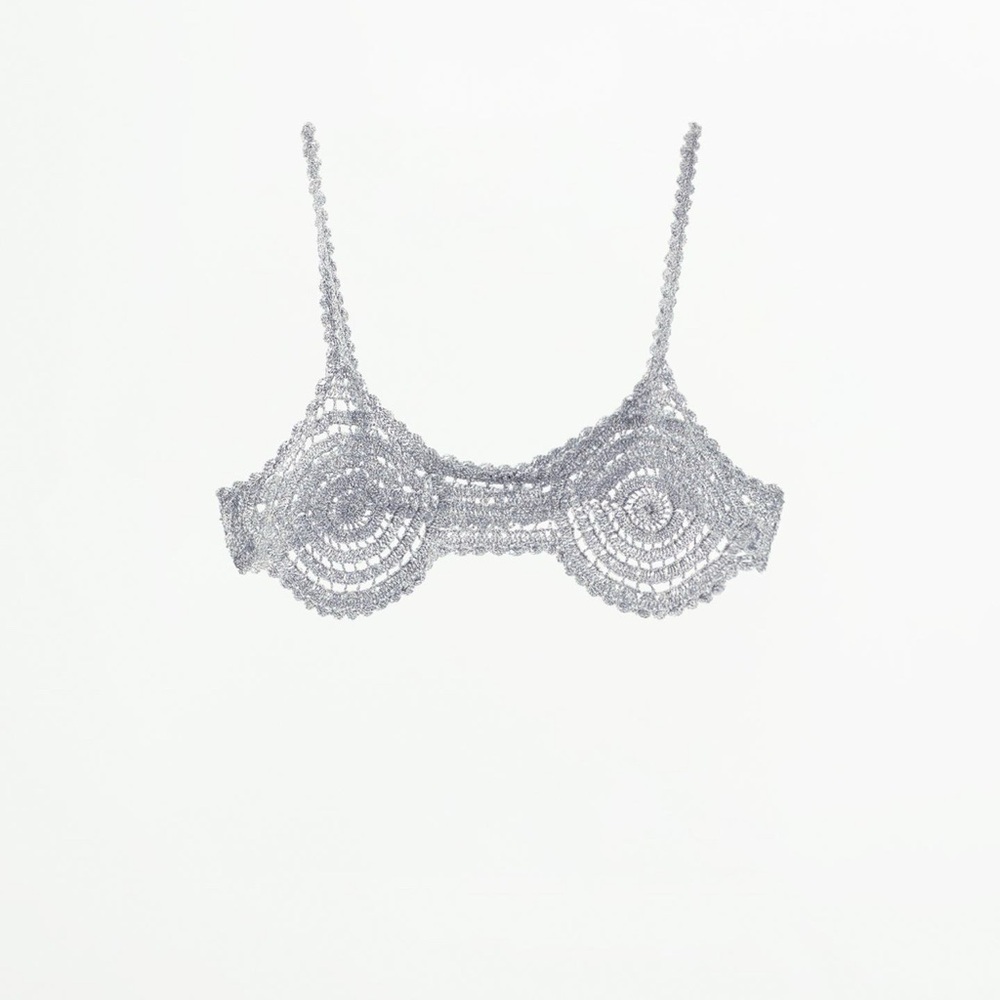 Zara Silver Crochet Bralette